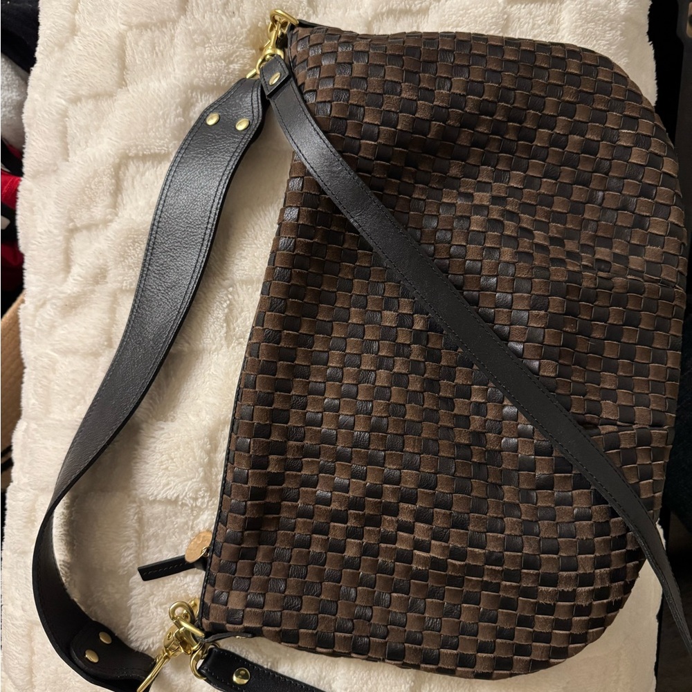 Elegant Brown Woven Crossbody Bag